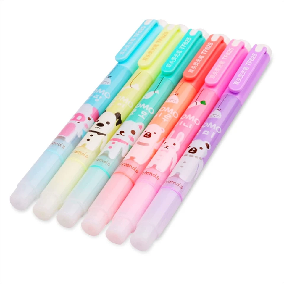 6-teiliges Textmarker-Marker-Set mit zwei Spitzen